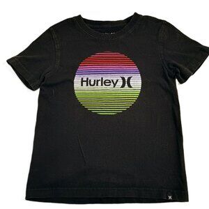 EUC: Boys' Hurley sz 4 Black Striped Circle Logo T-Shirt